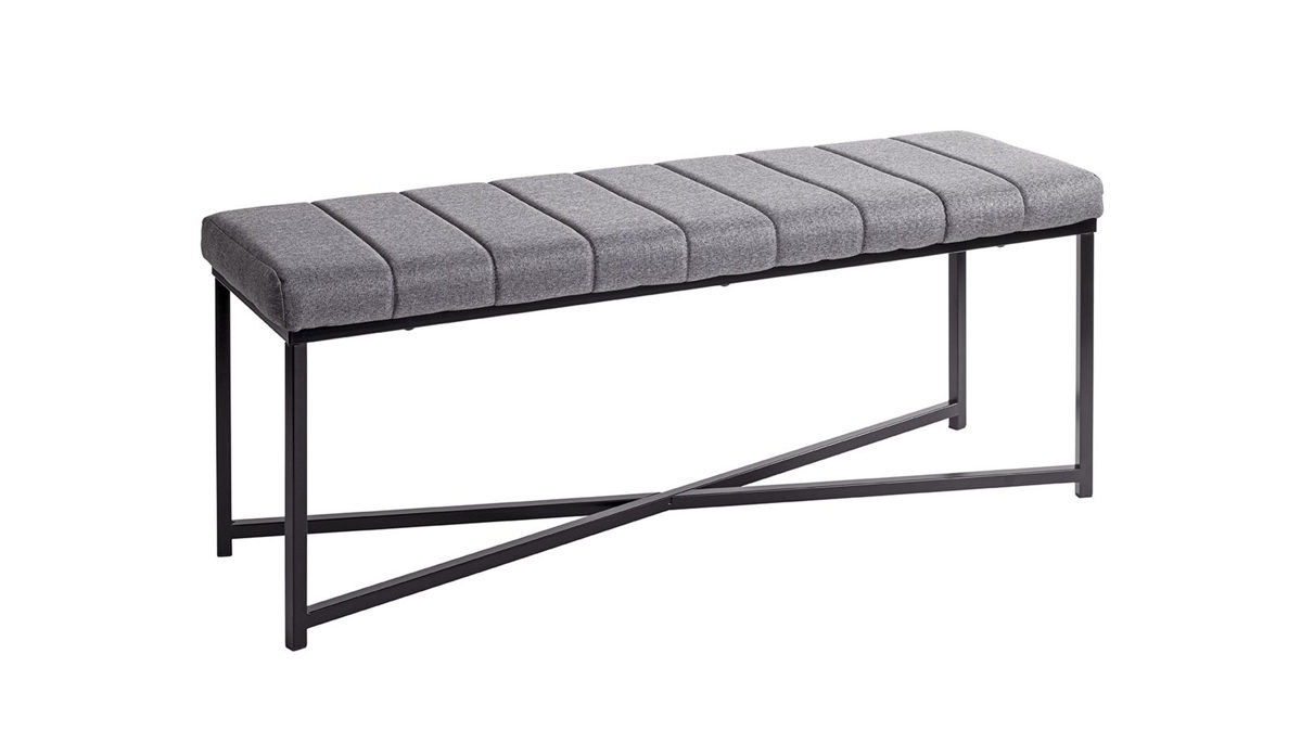 Polsterhocker Haku aus Stoff in Grau Bank Grau & Schwarz - ca. 118 x 47 cm