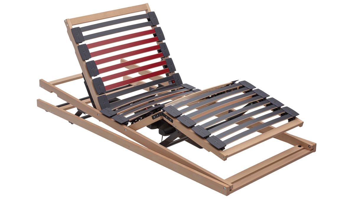 Lattenrost Interliving aus Holz in Holzfarben Interliving Lattenrost Serie 1952 mit Refluxfunktion und Funksteuerung dreifach motorisch mit Funk – Liegefläche ca. 90 x 200 cm