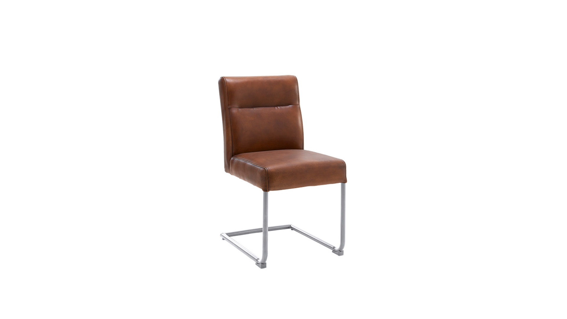 Schwingstuhl WOODS & TRENDS aus Leder in Braun WOODS & TRENDS Schwingstuhl Vintage-Dining schlammfarbenes Vintageleder Chelsea 527 & Edelstahl