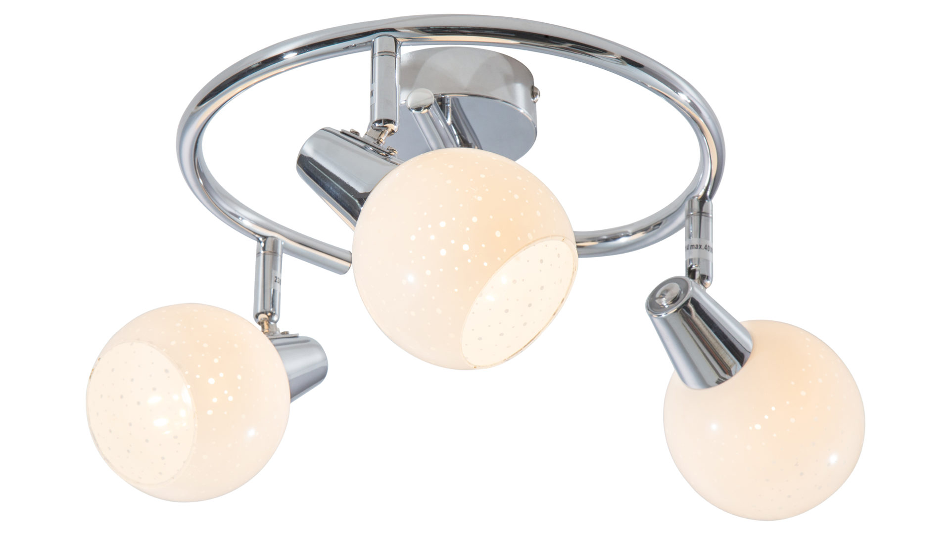 Deckenleuchte Nino leuchten aus Metall in Weiß Nino LED-Spirale Doxy chromfarben & weißes Diamond-Glas – Durchmesser ca. 25 cm