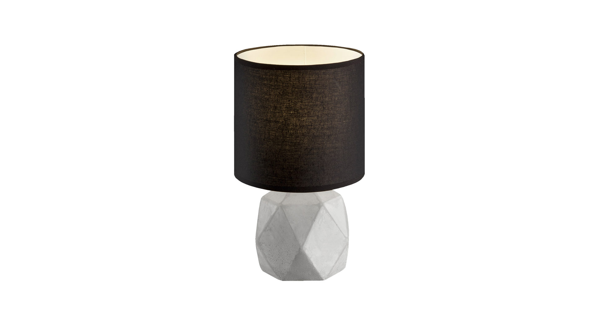 Tischleuchte Reality leuchten aus Stoff in Schwarz RL Tischleuchte Pike, auch als Nachttischlampe einsetzbar Schwarz & Beton – Höhe ca. 28 cm