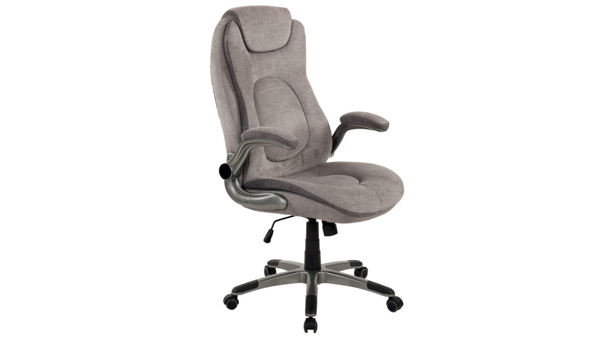 Bürostuhl Duo collection aus Stoff in Grau Chefsessel Nino kieselgrauer Webstoff 112 & graues Drehkreuz