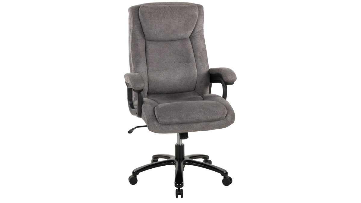 Bürostuhl Duo collection aus Stoff in Grau Chefsessel Ivo kieselgrauer Webstoff 112 & schwarzes Drehkreuz