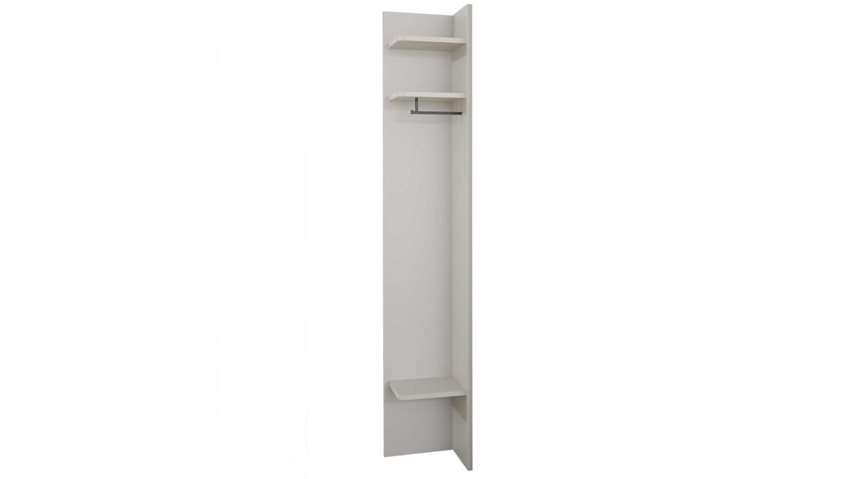 Wandgarderobe Interliving aus Holz in Hellgrau Interliving Jugendzimmer Serie 1702 - Garderobe Sandgrau & Schwarz