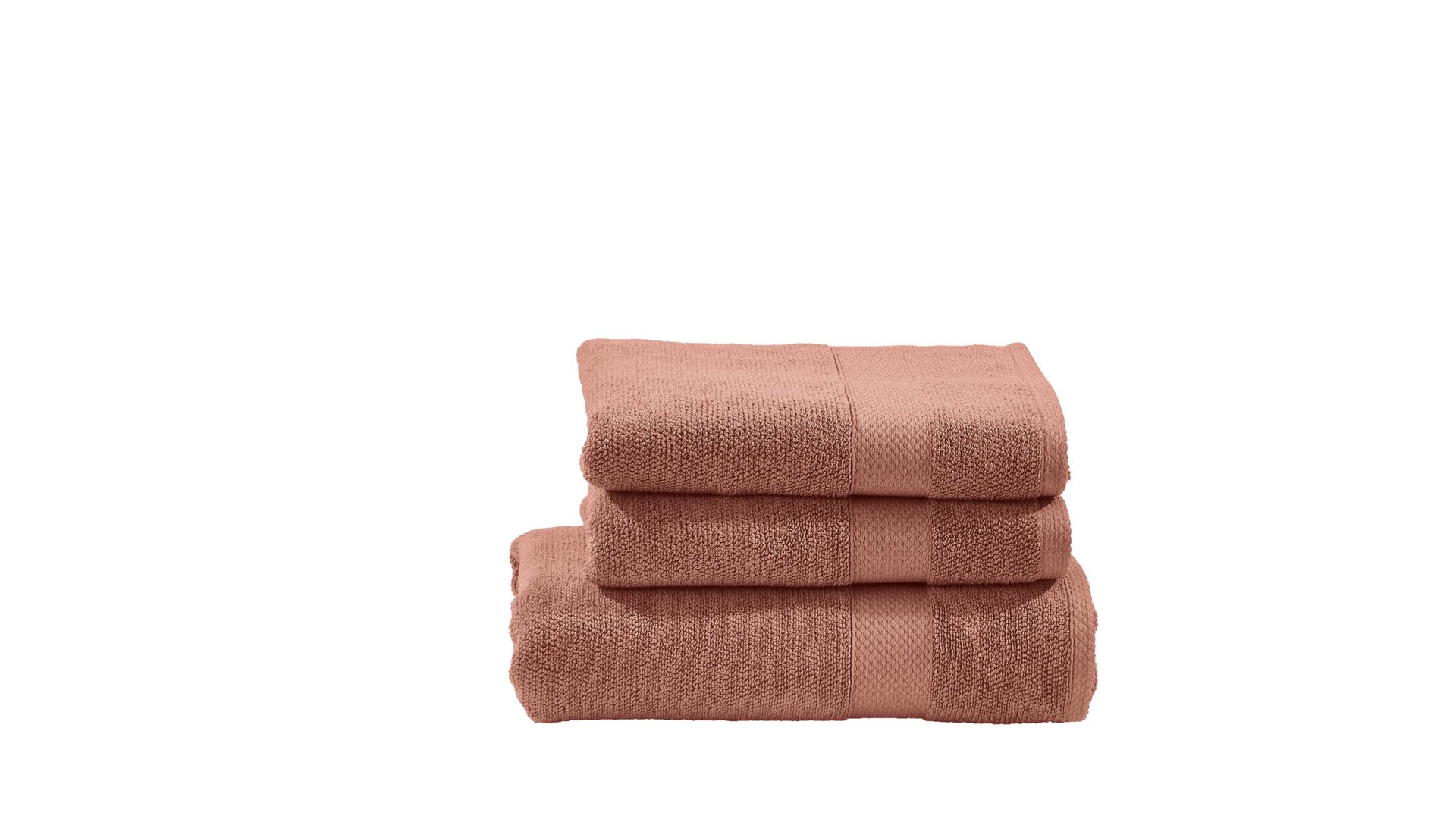 Handtuch-Set Done® be different aus Stoff in Orange DONE® Handtuch-Set Deluxe - Heimtextilien wüstensandfarbene Baumwolle  – dreiteilig
