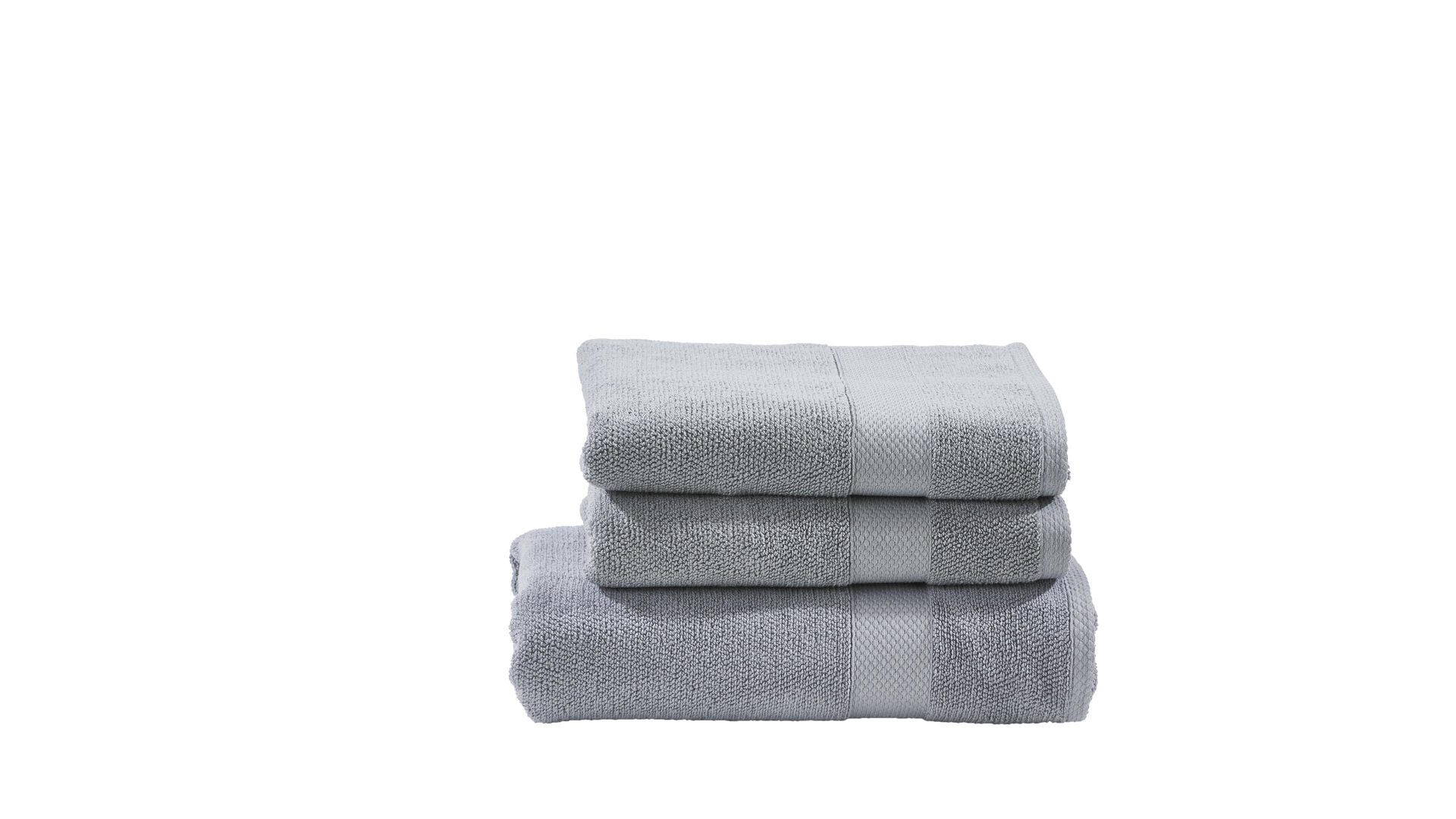 Handtuch-Set Done® be different aus Stoff in Hellgrau DONE® Handtuch-Set Deluxe silberfarbene Baumwolle  – dreiteilig