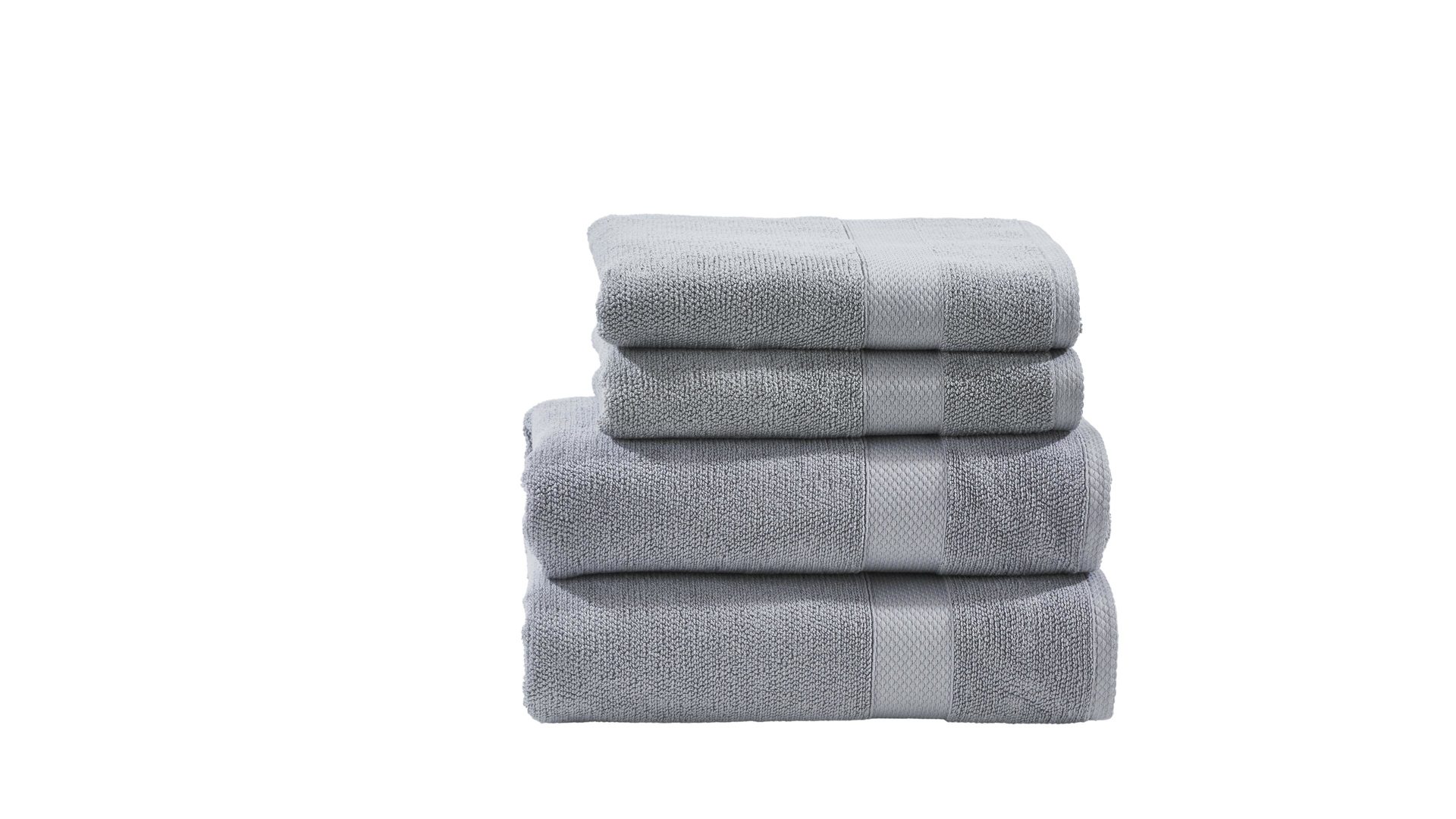Handtuch-Set Done® be different aus Stoff in Hellgrau DONE® Handtuch-Set Deluxe silberfarbene Baumwolle – vierteilig