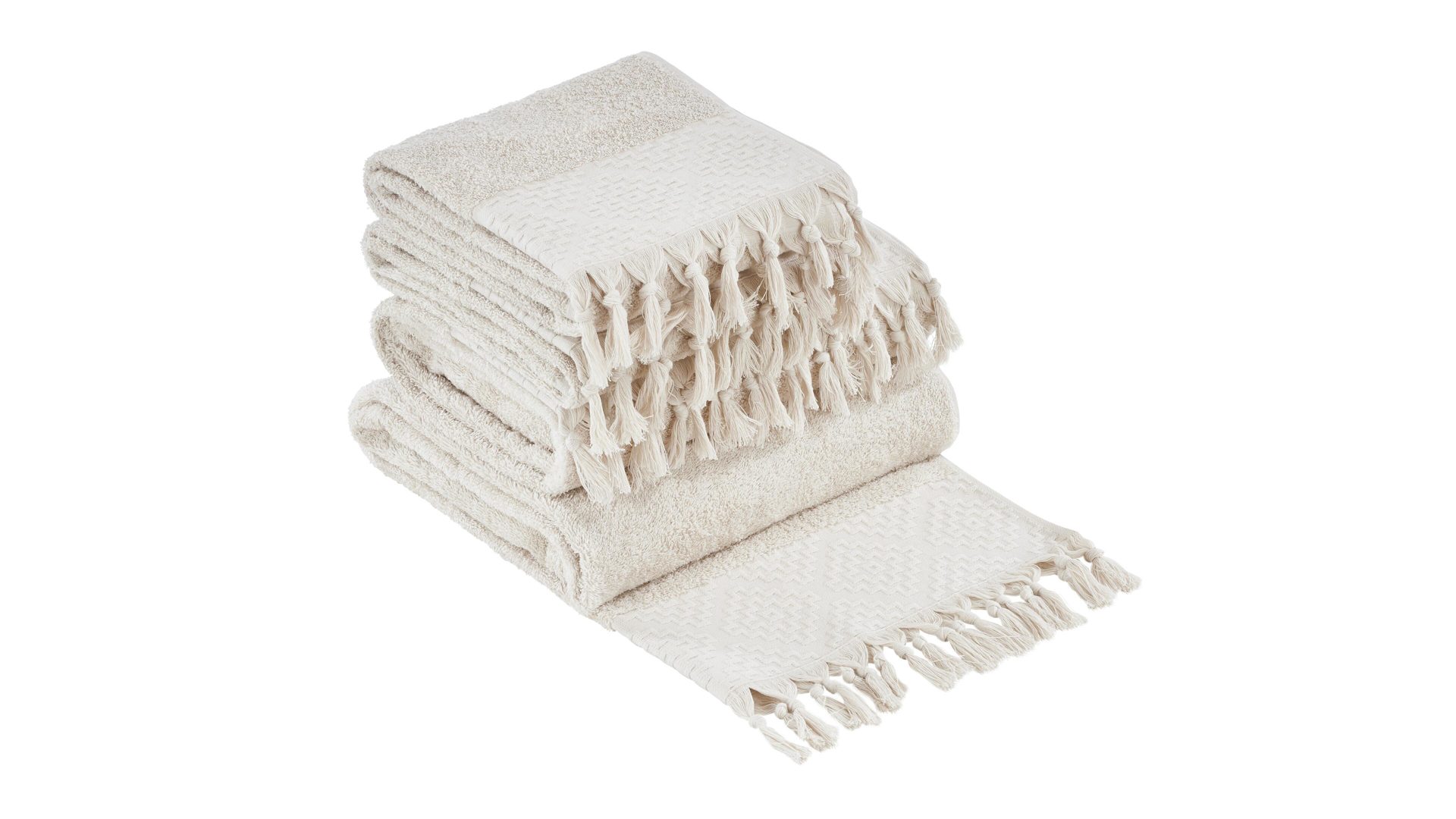 Handtuch-Set Done® be different aus Stoff in Beige DONE® Handtuch-Set Provence Boheme für Ihre Heimtextilien beige Baumwolle  – vierteilig