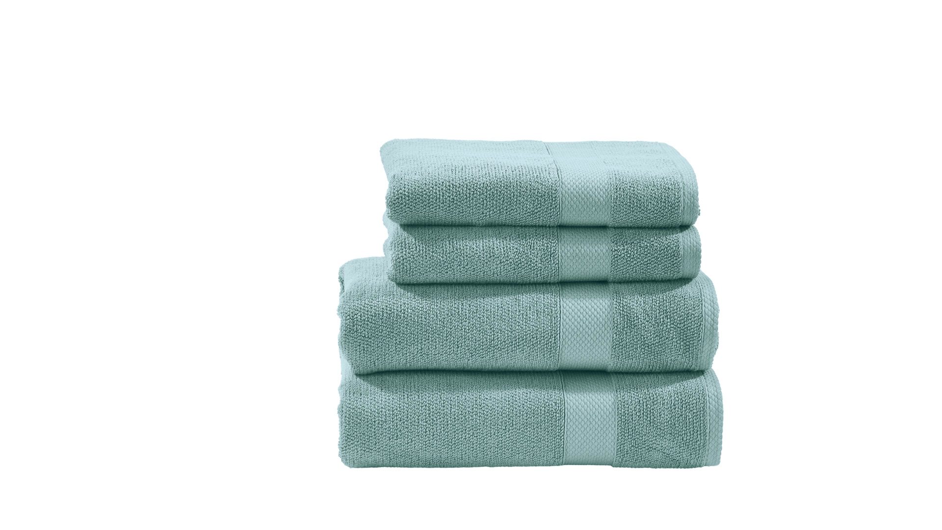Handtuch-Set Done® be different aus Stoff in Grün DONE® Handtuch-Set Deluxe für Ihre Heimtextilien oceanfarbene Baumwolle – vierteilig