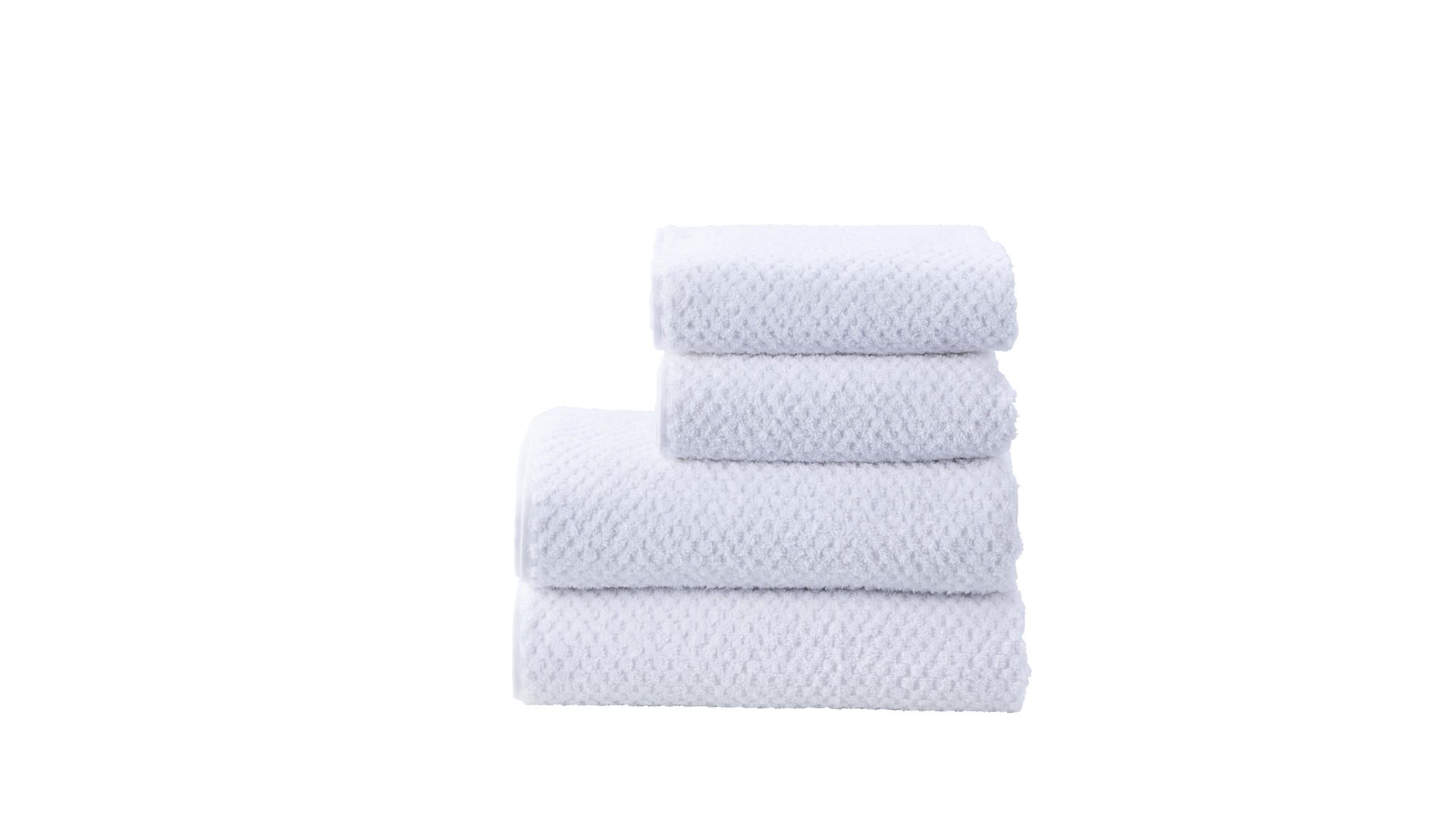 Handtuch-Set Done® be different aus Stoff in Weiß DONE® Handtuch-Set Provence Honeycomb weiße Baumwolle  – vierteilig