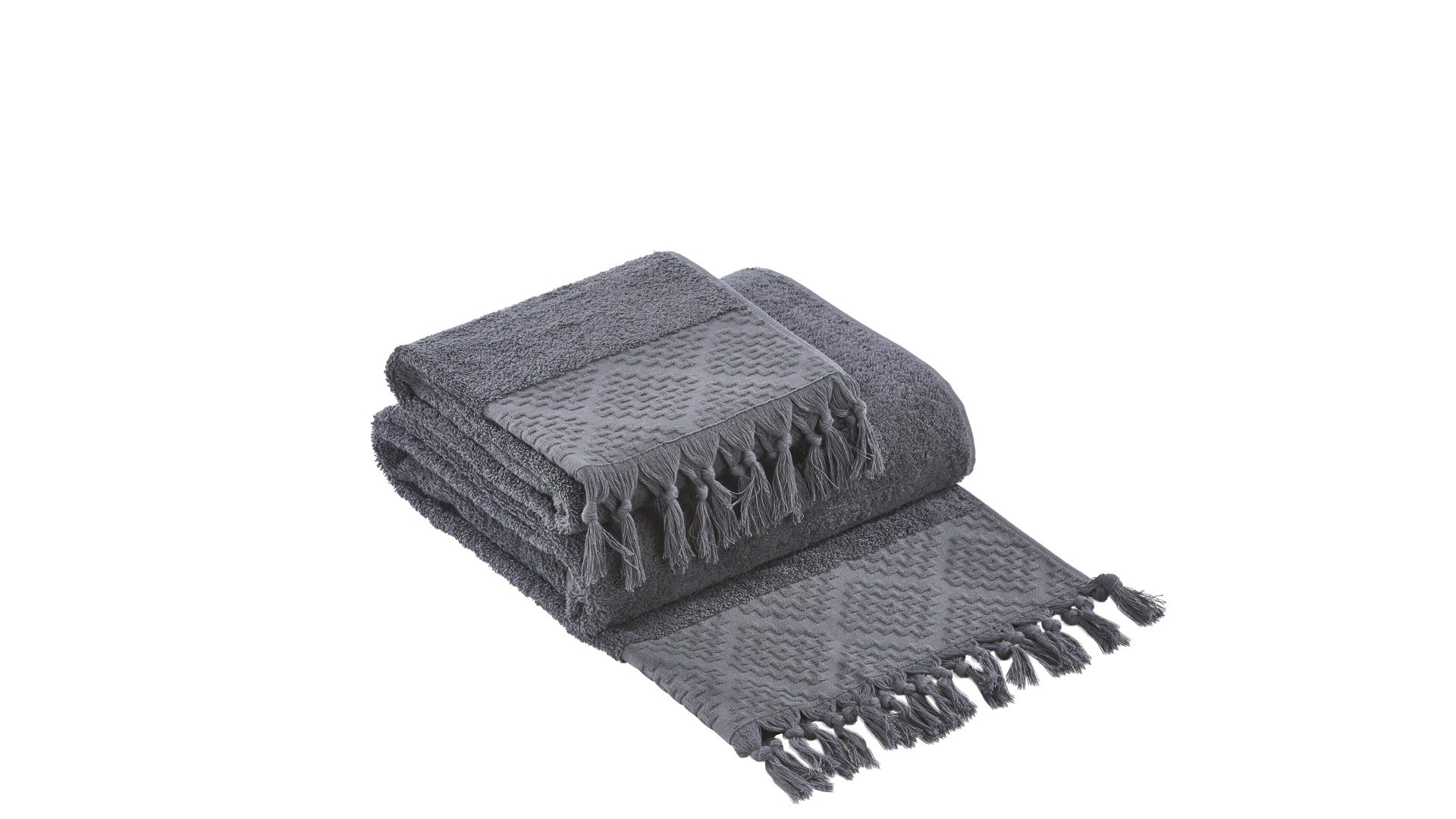 Handtuch-Set Done.® aus Stoff in Anthrazit done.® Handtuch-Set Provence Boheme - Heimtextilien anthrazitfarbene Baumwolle – zweiteilig
