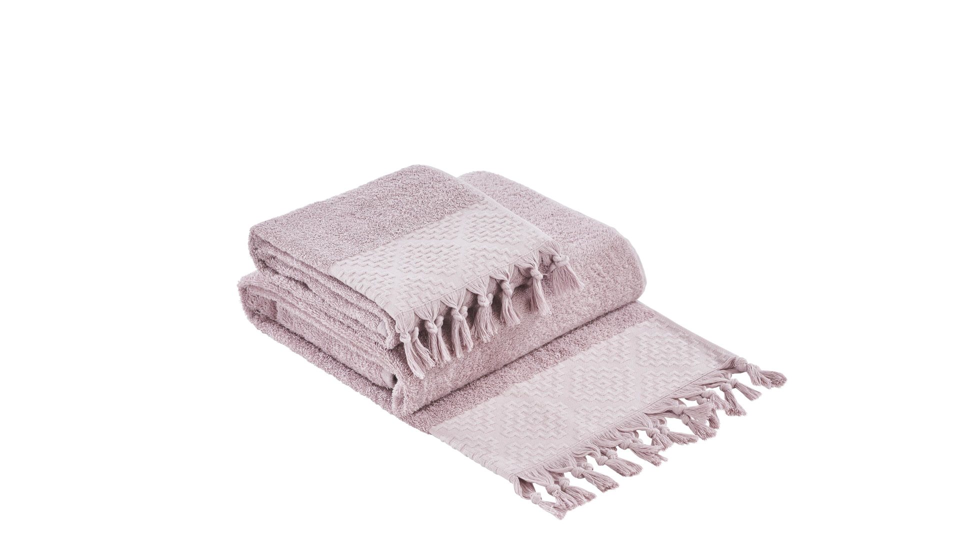 Handtuch-Set Done.® be different aus Stoff in Pastell DONE.® Handtuch-Set Provence Boheme - Heimtextilien altrosafarbene Baumwolle  – zweiteilig