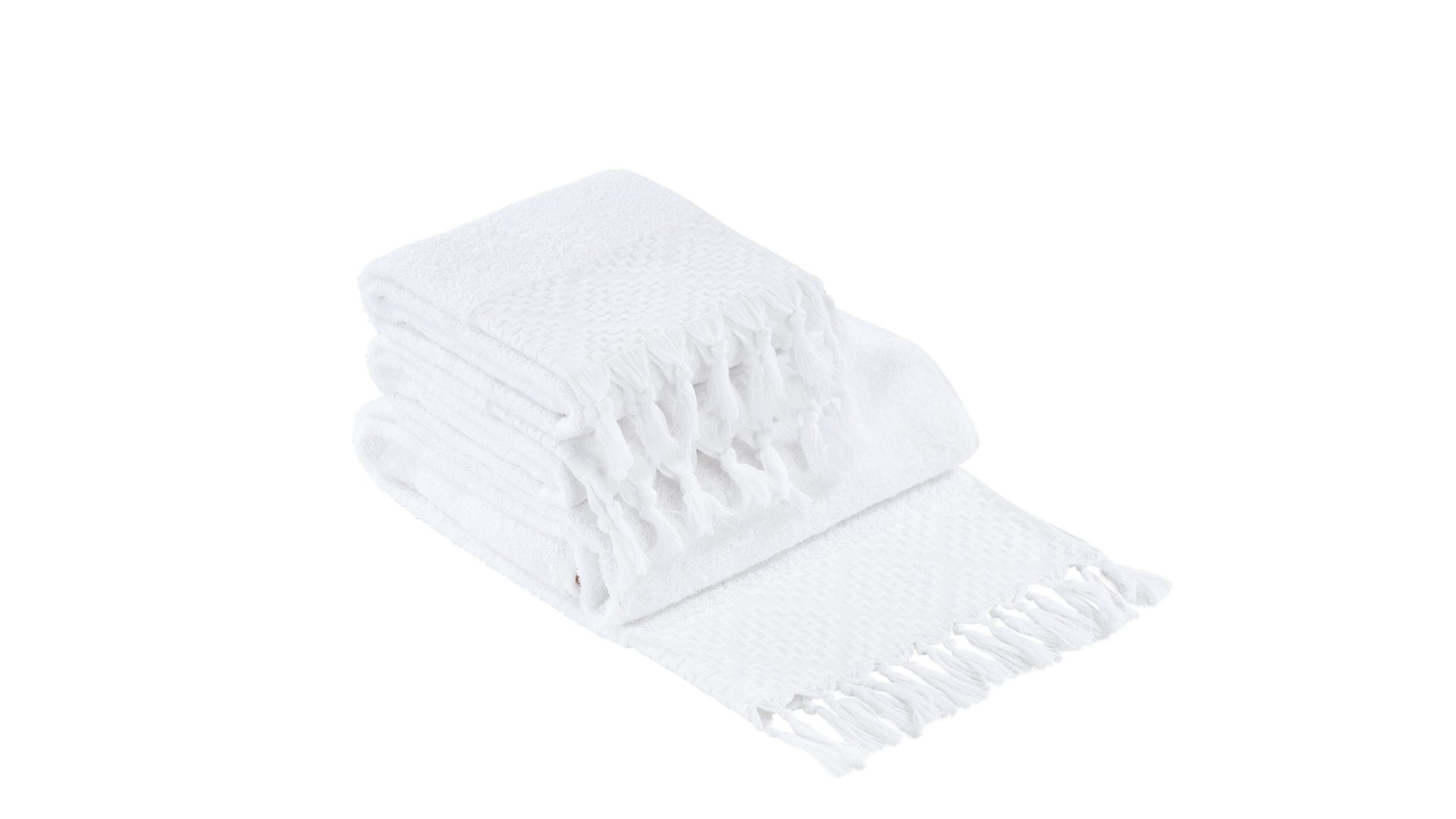 Handtuch-Set Done.® be different aus Stoff in Weiß DONE.® Handtuch-Set Provence Boheme - Heimtextilien weiße Baumwolle  – dreiteilig