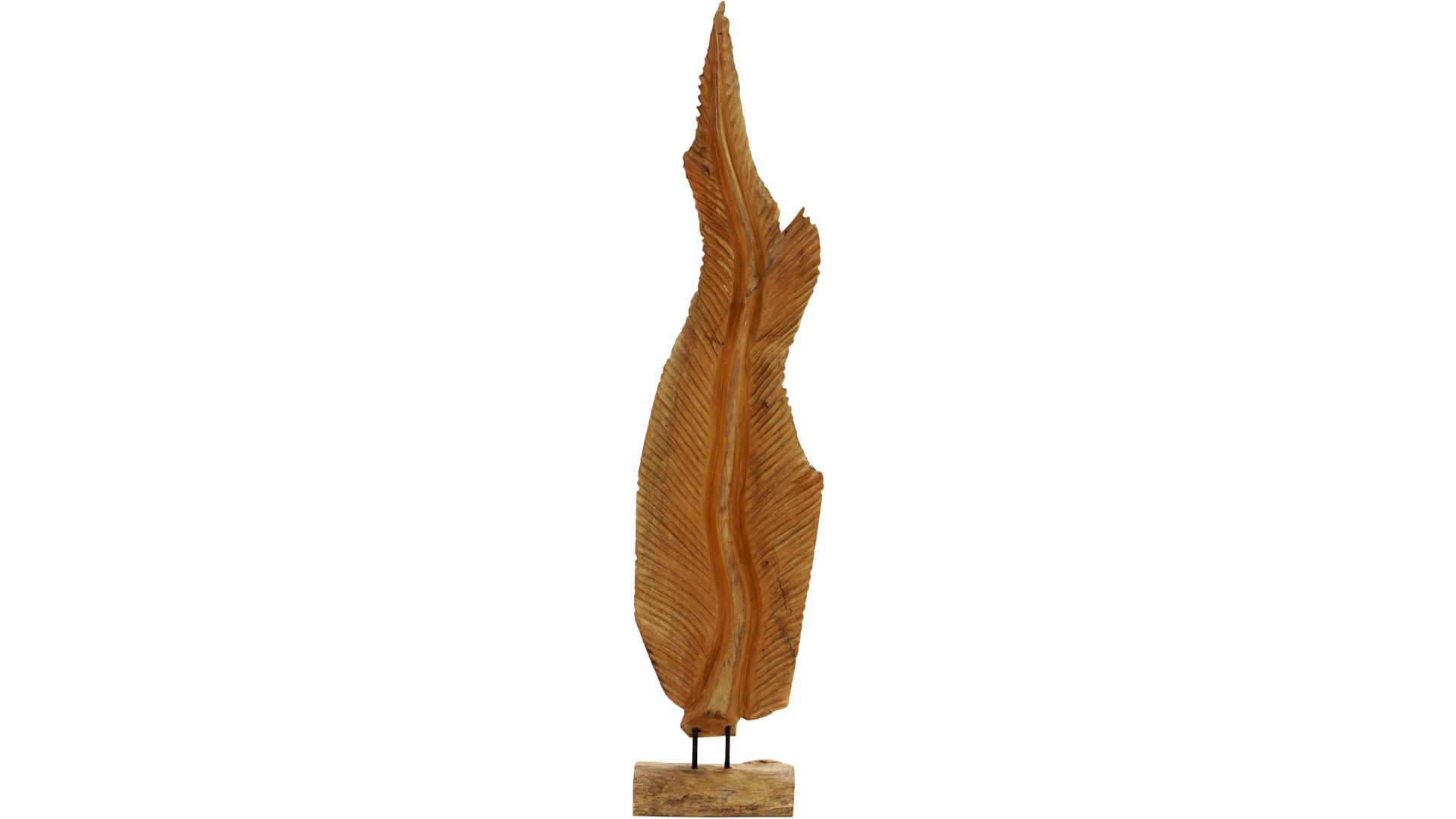 Figur Ploß aus Holz in Holzfarben Ploß® Teakholzfigur Blatt Teakholz – Höhe ca. 120 cm