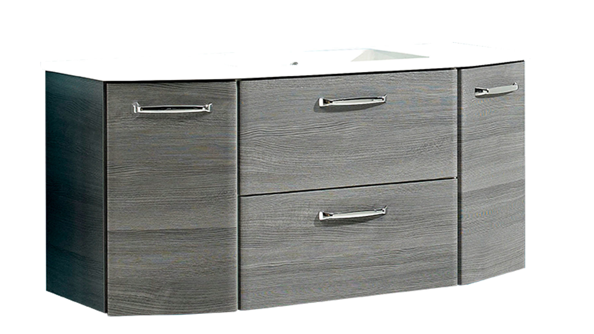 Waschtischunterschrank Pelipal aus Holz in Grau pelipal Bad-Waschtischunterschrank Quickset 328für Ihre Badeinrichtung  graphitfarbene Strukturoberfläche - zwei Türen, eine Schublade