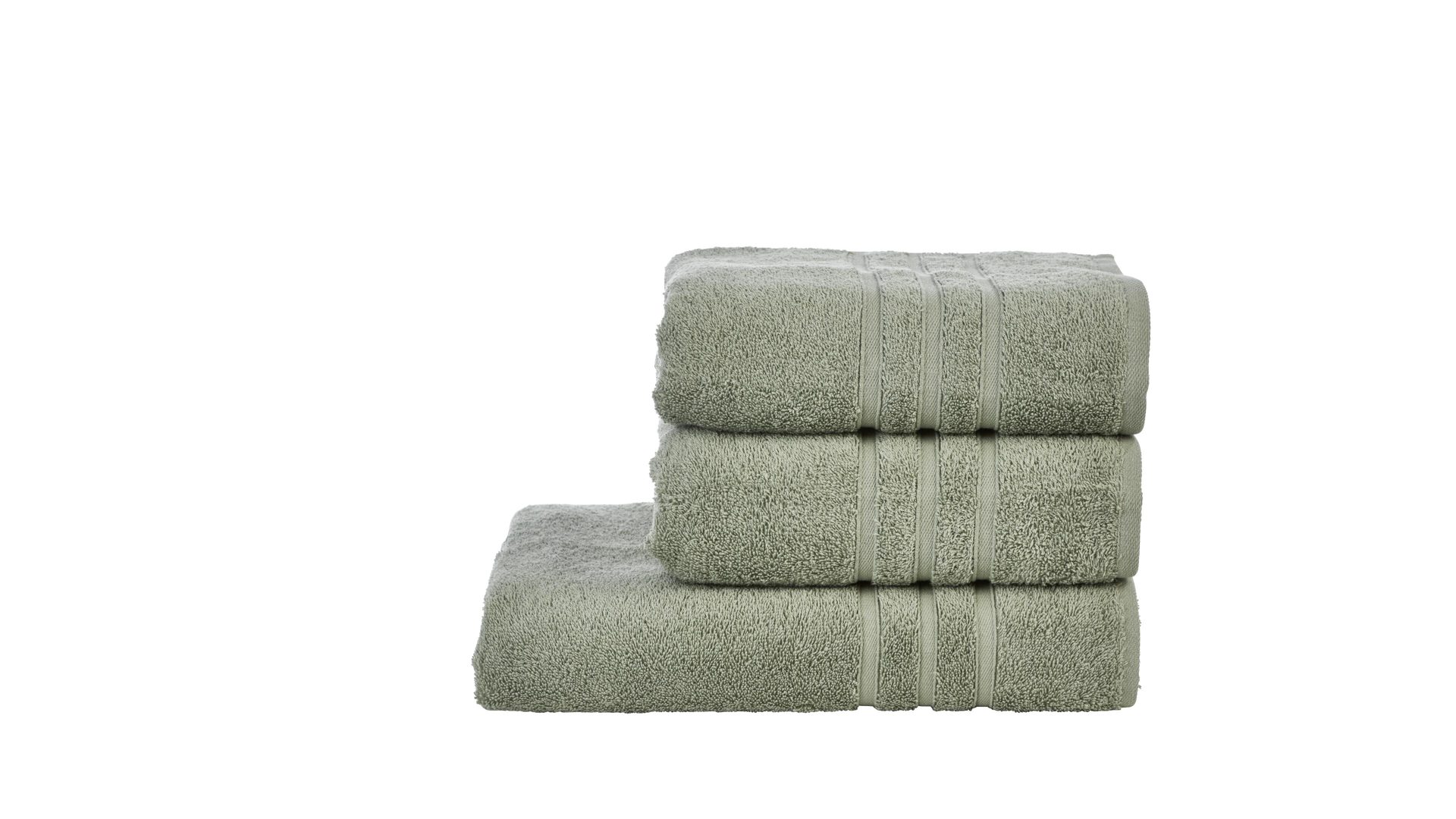 Handtuch-Set Done.® be different aus Stoff in Dunkelgrün DONE® Handtuch-Set Daily Uni khakifarbene Baumwolle – dreiteilig