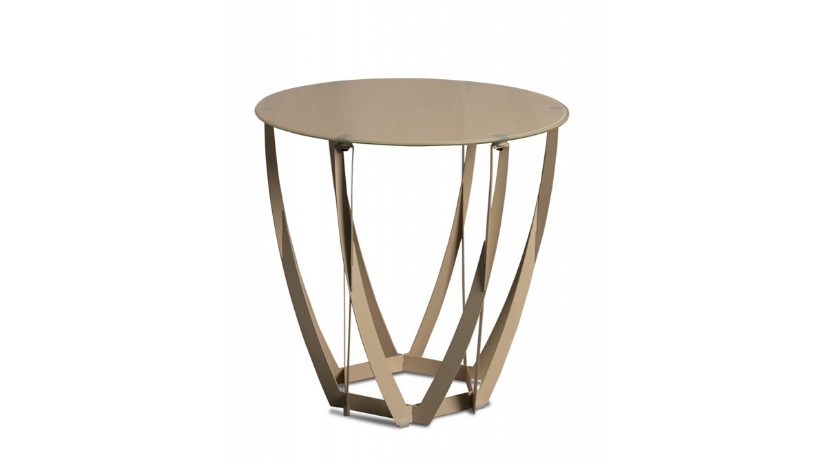 Beistelltisch M2 kollektion aus Glas in Creme Beistelltisch Maya 1 Cremeweiß - Durchmesser ca. 50 cm