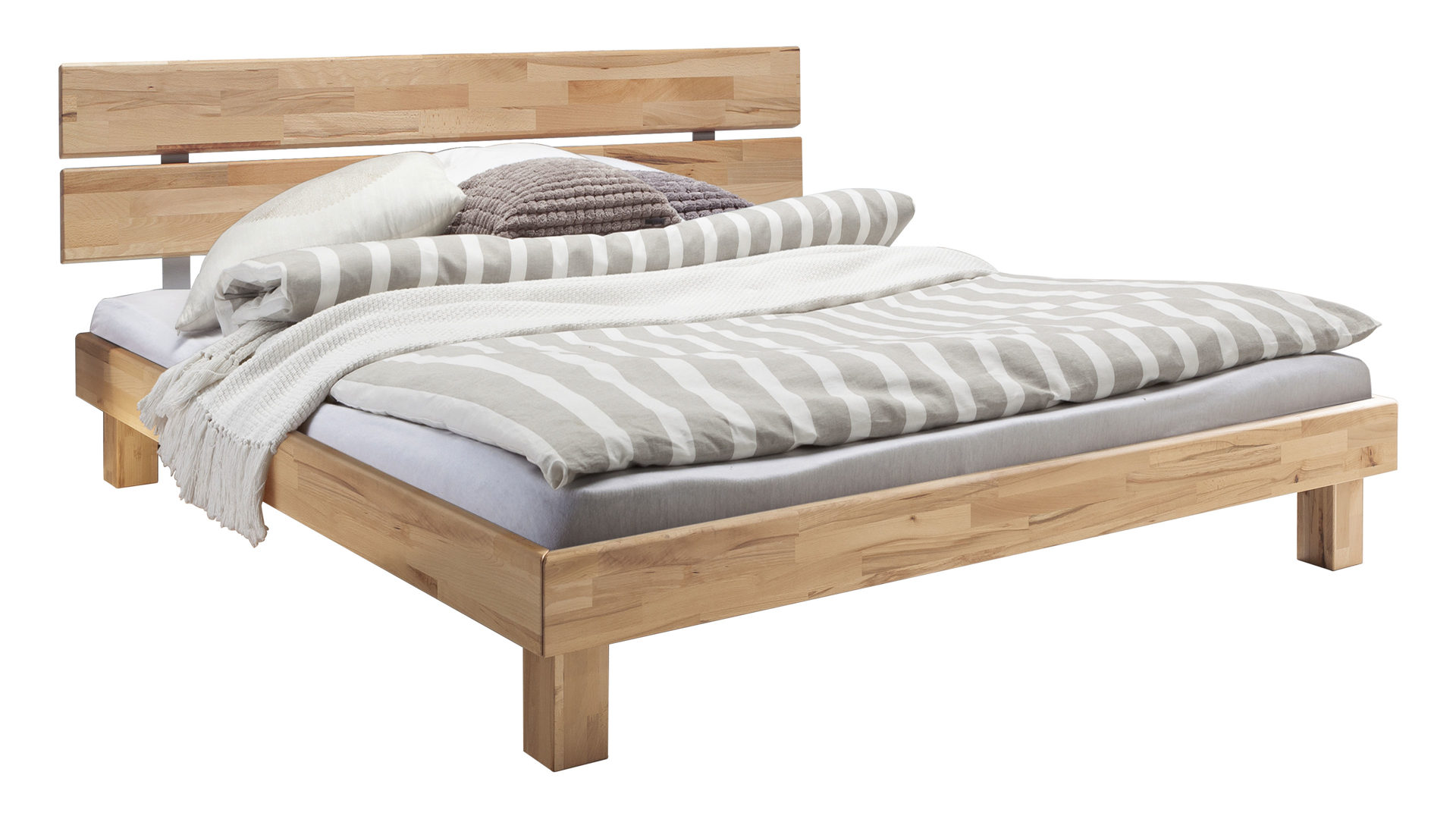 Doppelbett Neue modular aus Holz in Holzfarben Massivholz-Bettgestell, ein Futonbett mit Komfort natur geöltes Kernbuchenholz - Liegefläche ca. 180 x 200 cm