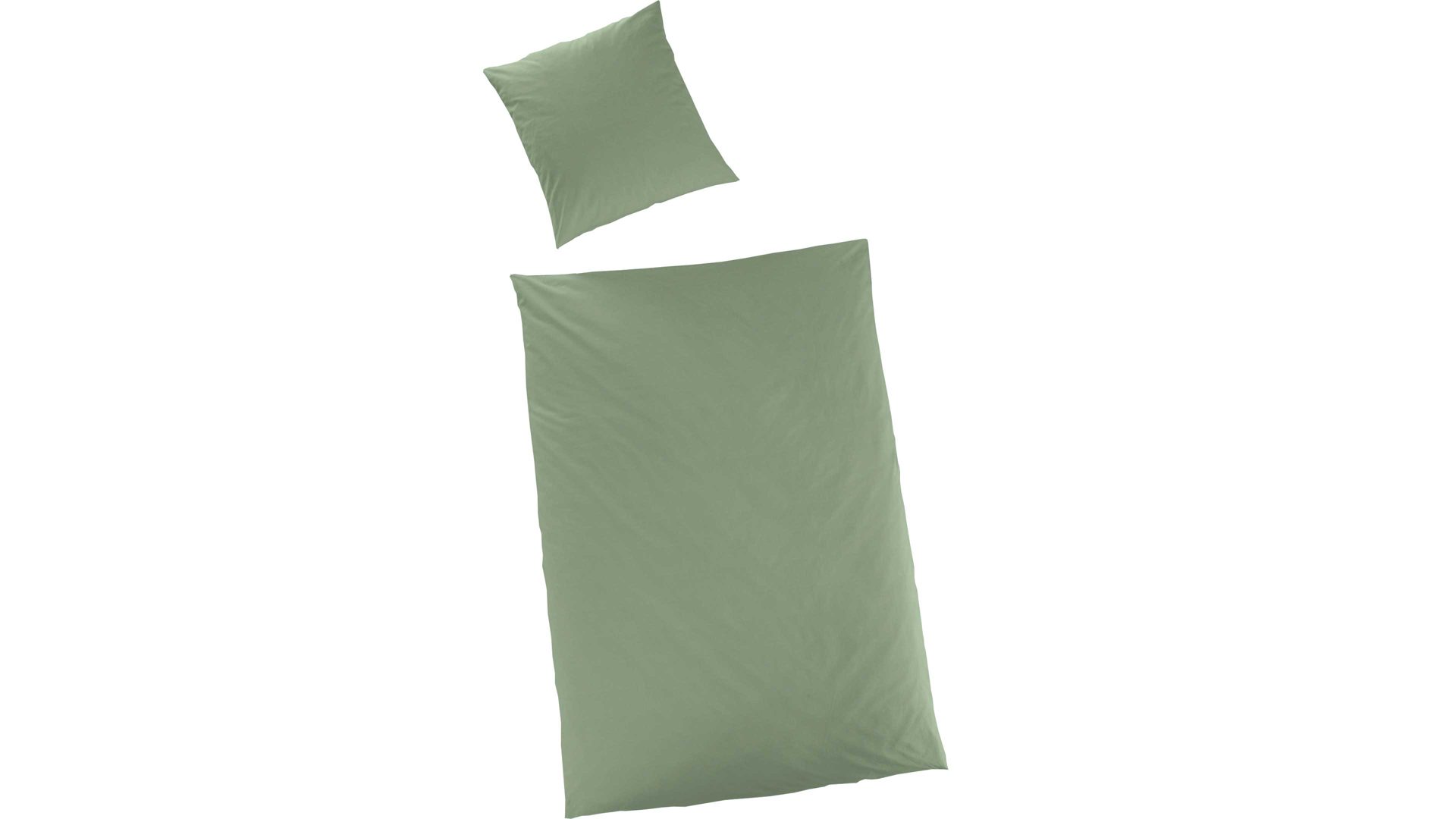Bettwäsche-Set H.g. hahn haustextilien aus Stoff in Grün HAHN Luxus-Satin-Bettwäsche Sempre khakifarbener Baumwollsatin – zweiteilig, ca. 155 x 220 cm