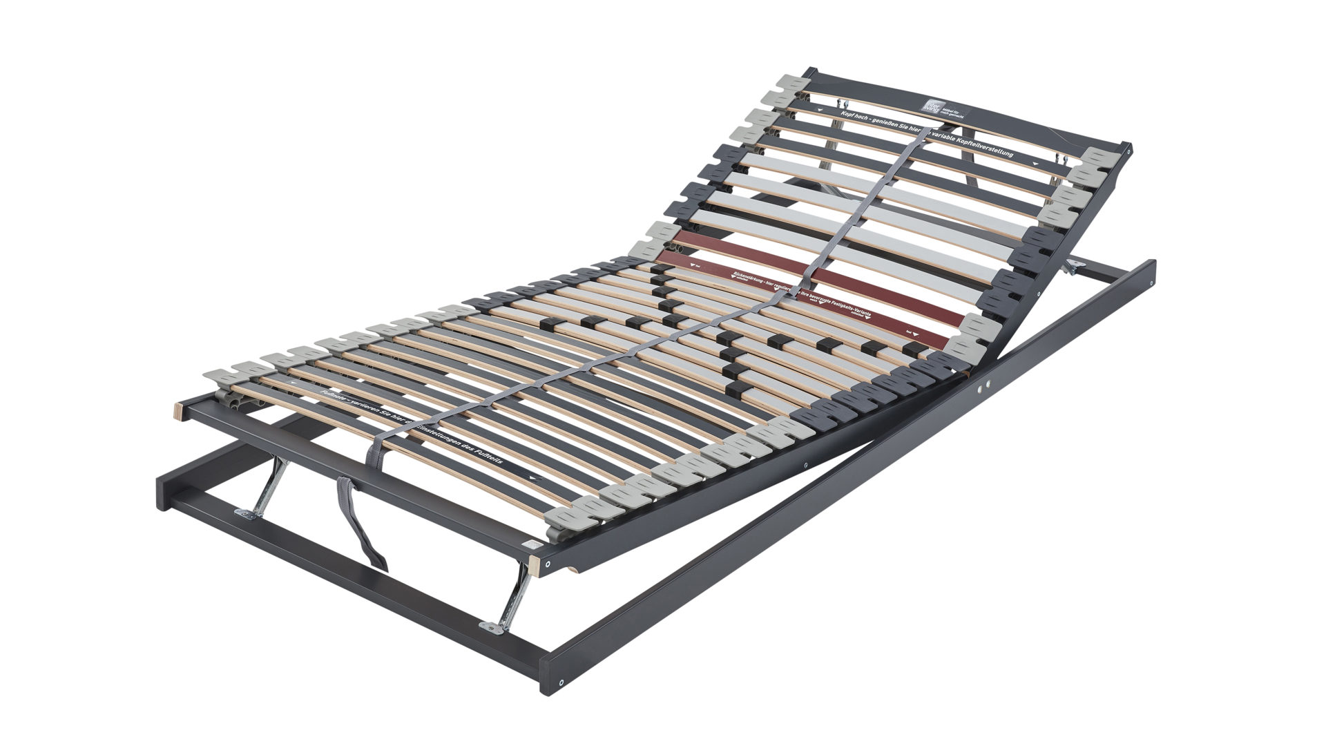 Lattenrost Interliving aus Holz in Grau Interliving Lattenrost Serie 1944 mit manuellen Funktionen manuelle Kopf- & Fußteilverstellung – Liegefläche ca. 80 x 190 cm