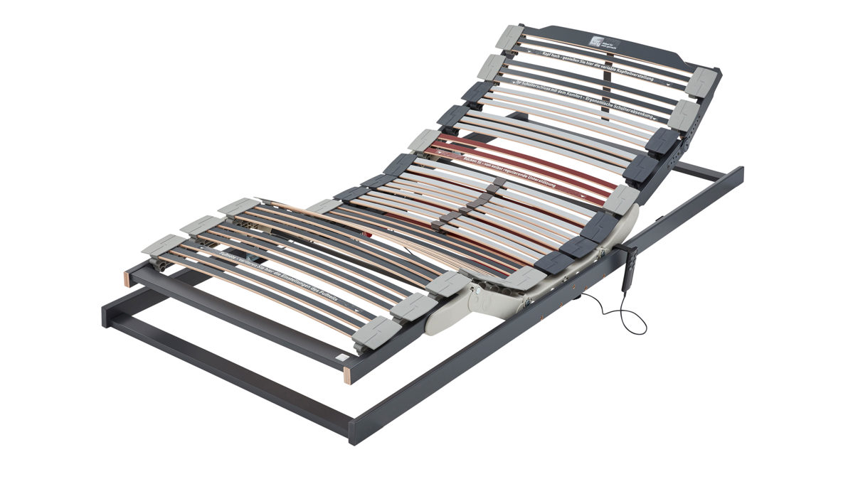 Lattenrost Interliving aus Holz in Grau Interliving Lattenrost Serie 1943 mit Motorfunktionen motorische Rücken- & Fußteilverstellung – Liegefläche ca. 80 x 200 cm