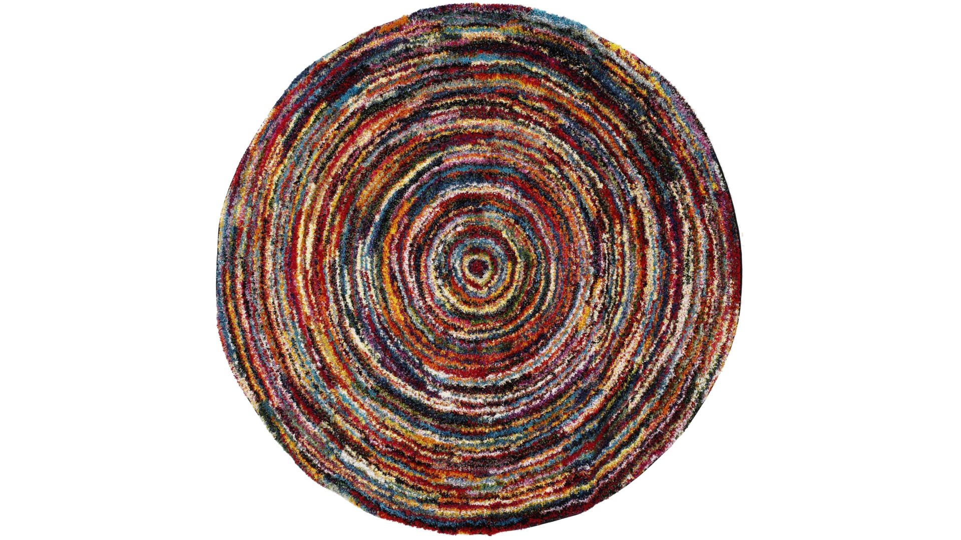 Hochflorteppich Oci aus Kunstfaser in Mehrfarbig Runder Hochflorteppich Sixteen Round multicolorfarbene Kunstfaser – Durchmesser ca. 200 cm