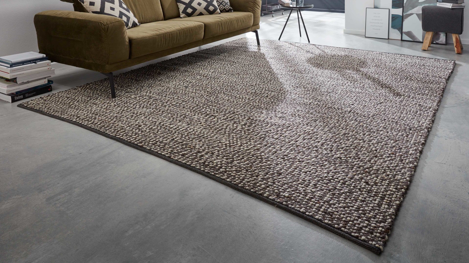 Handwebteppich Interliving aus Naturfaser in Braun Interliving Teppich Serie B-8001 perlfarbene Schurwolle – ca. 200 x 240 cm