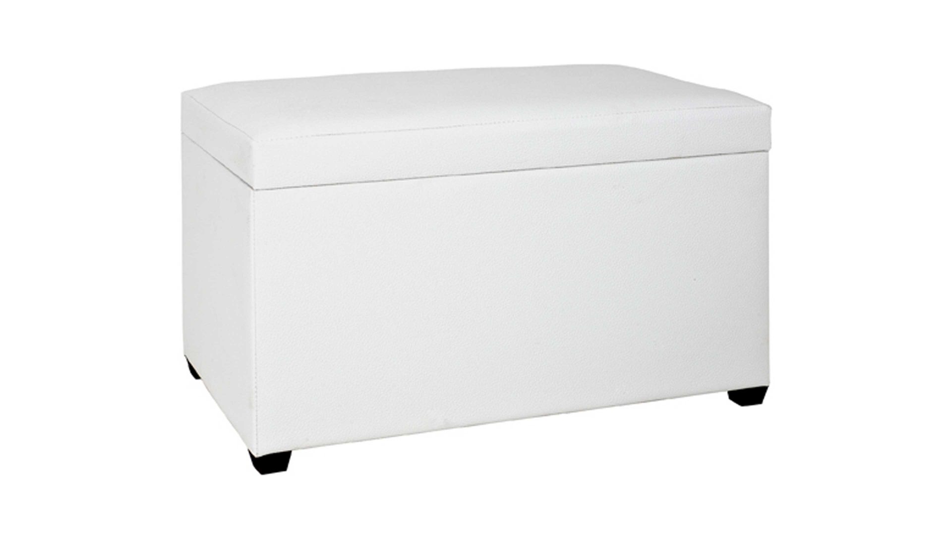 Truhe Haku aus Stoff in Weiß Sitztruhe mit Stauraum als Sitzmöbel weißes Kunstleder - ca. 65 x 42 x 40 cm