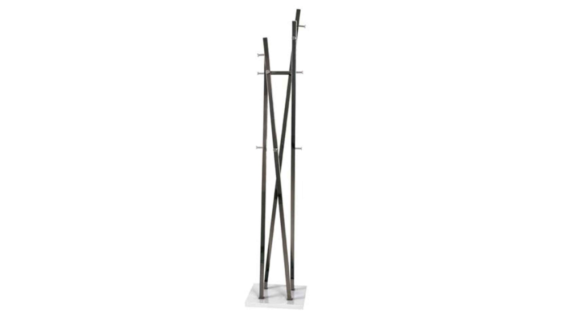 Standgarderobe Haku aus Metall in Metallfarben Garderobenständer inklusive Garderobenhaken schwarz & nickelfarben – Höhe ca. 193 cm