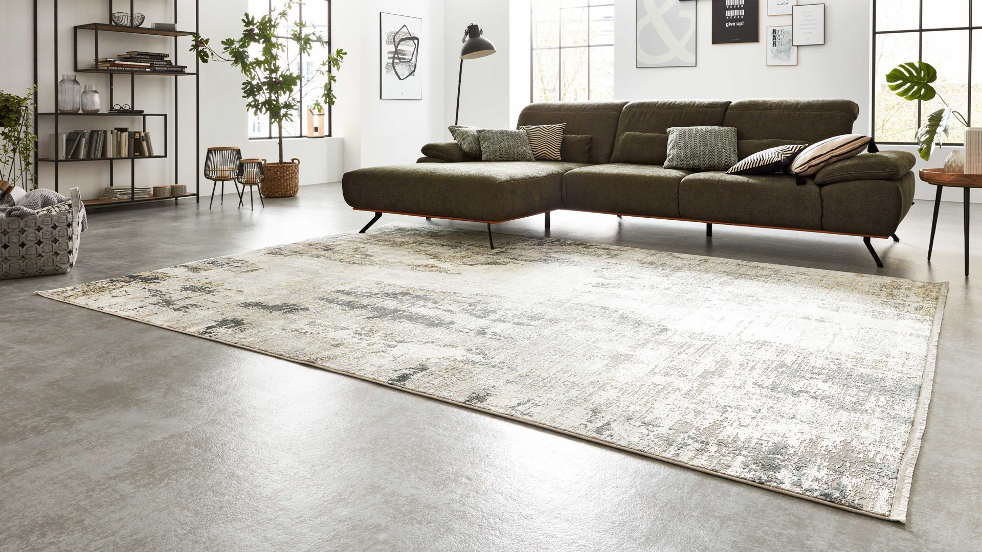 Webteppich Interliving aus Mischgewebe in Grau Interliving Teppich Serie L-8600 Grau-Creme 912 – ca. 160 x 230 cm