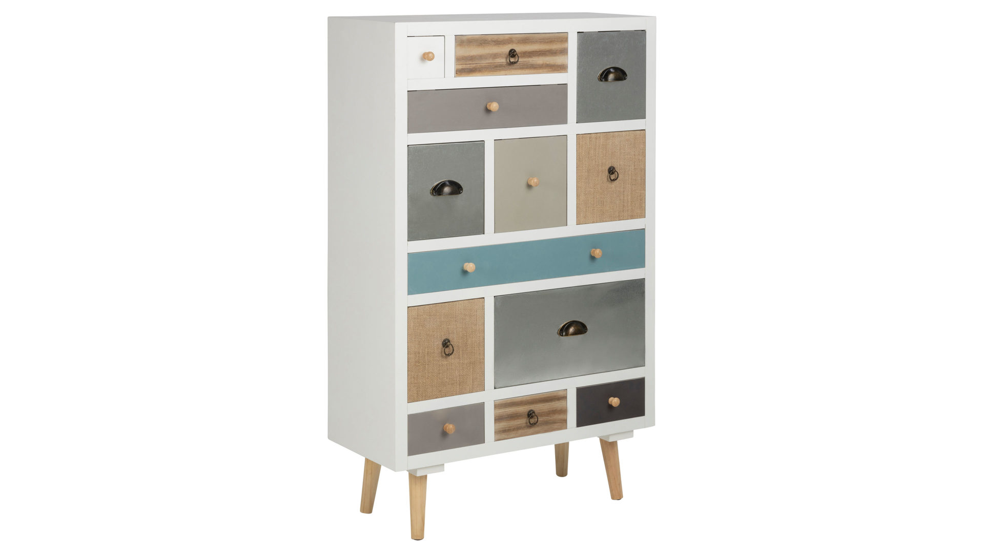 Schubladenkommode Actona group a/s aus Holz in Mehrfarbig Schubladenkommode pastellfarbene Fronten & weißer Korpus – 13 Schubladen