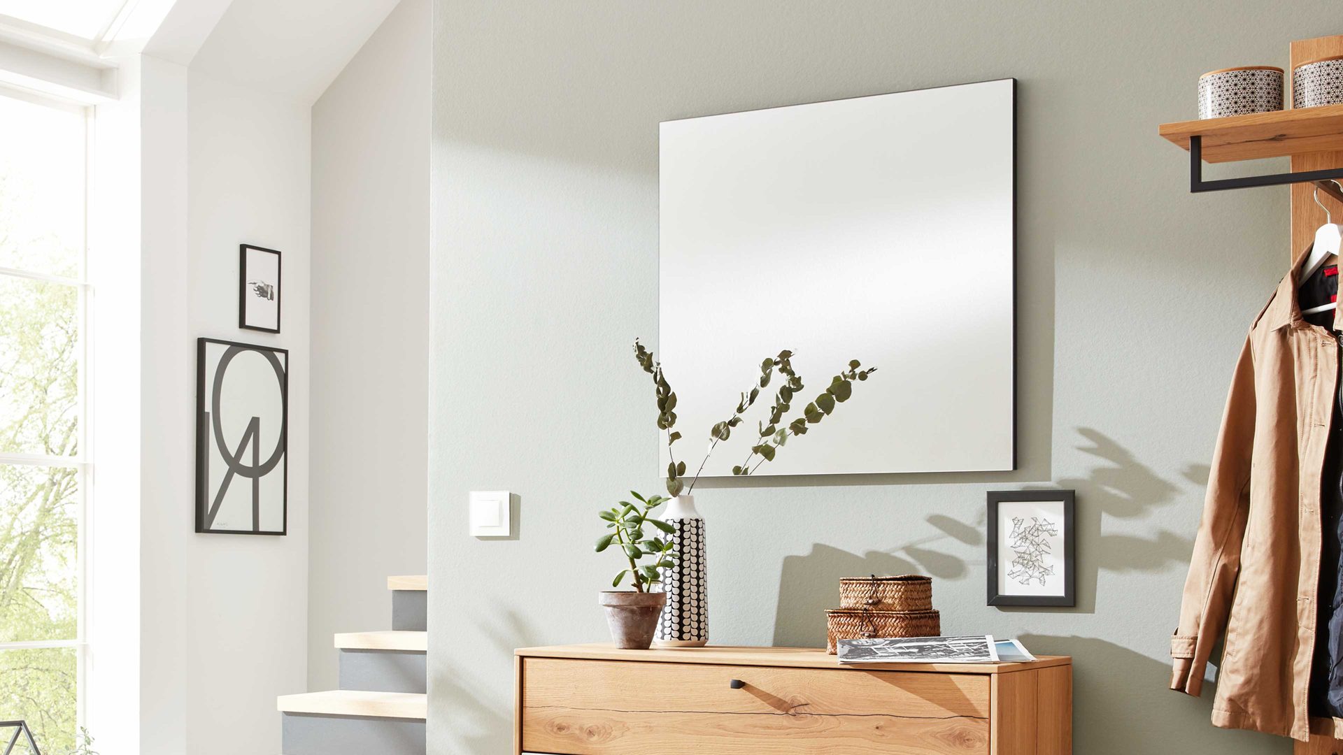 Wandspiegel Interliving aus Spiegel in Transparent Interliving Garderoben Serie 6007 – Garderobenspiegel ca. 72 x 72 cm