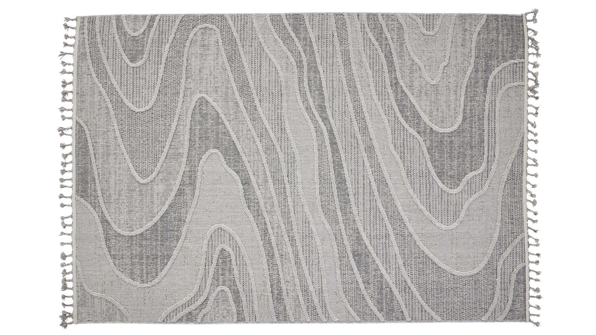 Outdoor-Teppich Interliving aus Kunstfaser in Grau Interliving Teppich Serie G-8020 - Outdoor-Teppich graues Linienmuster - ca. 67 x 130 cm