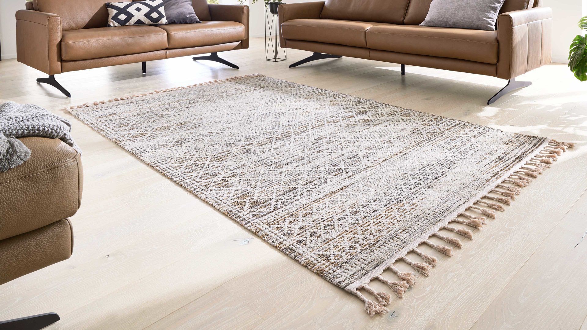 Webteppich Interliving aus Kunstfaser in Beige Interliving Teppich Serie G-8030 beiges Vintagemuster - ca. 160 x 230 cm
