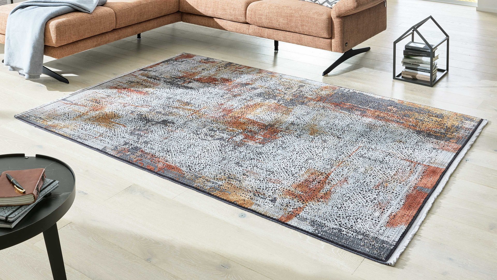 Webteppich Interliving aus Mischgewebe in Mehrfarbig Interliving Teppich Serie G-8060 mehrfarbiges Vintagemuster - ca. 67 x 130 cm