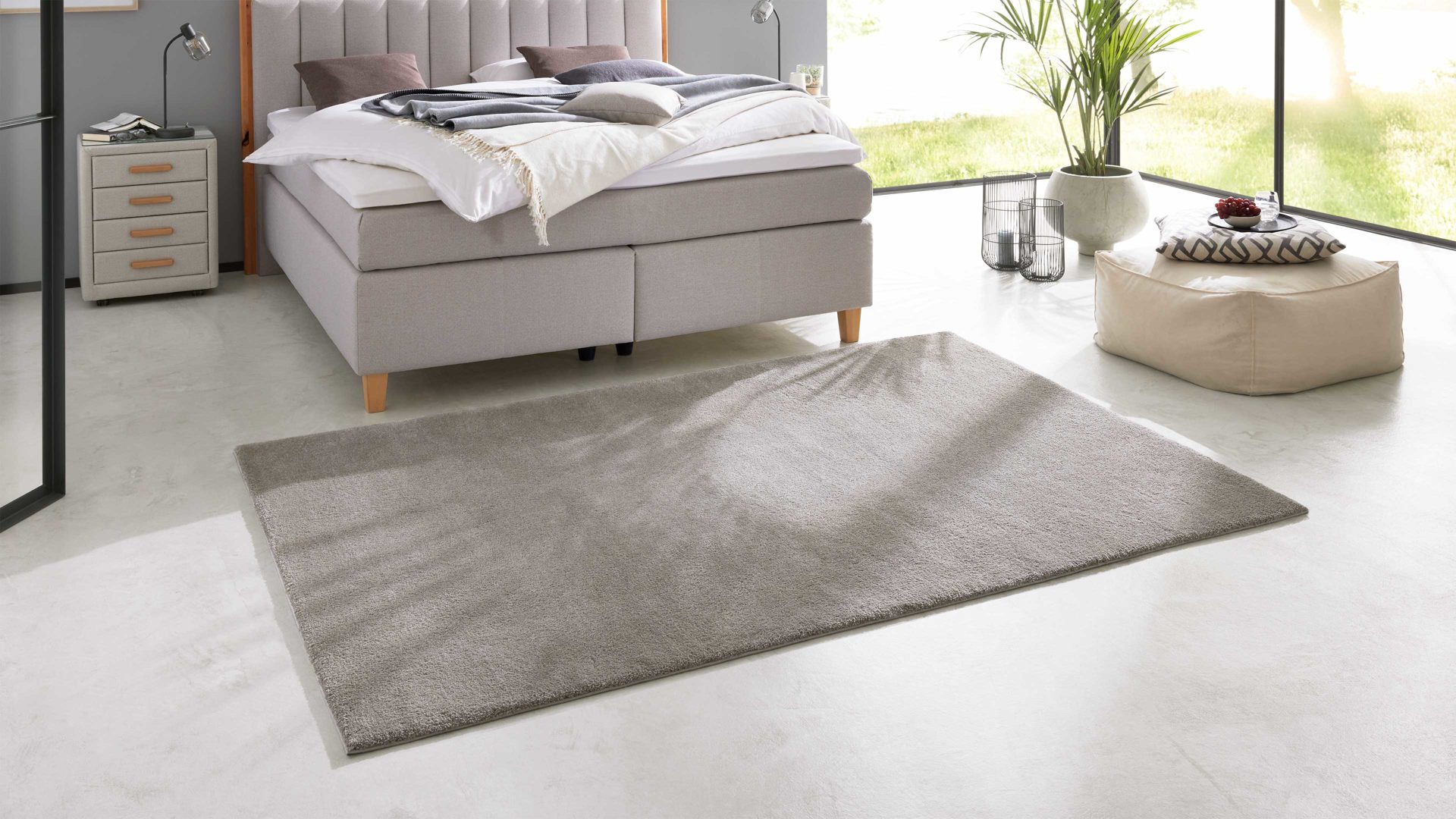 Webteppich Interliving aus Kunstfaser in Hellgrau Interliving Teppich Serie G-8080 Hellgrau - ca. 67 x 130 cm