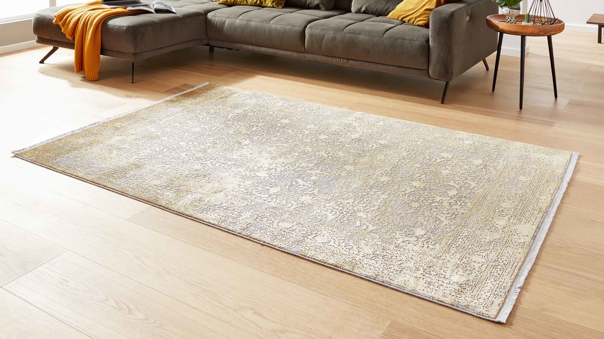 Webteppich Interliving aus Mischgewebe in Gold Interliving Teppich Serie L-8710 Gold – ca. 67 x 130 cm