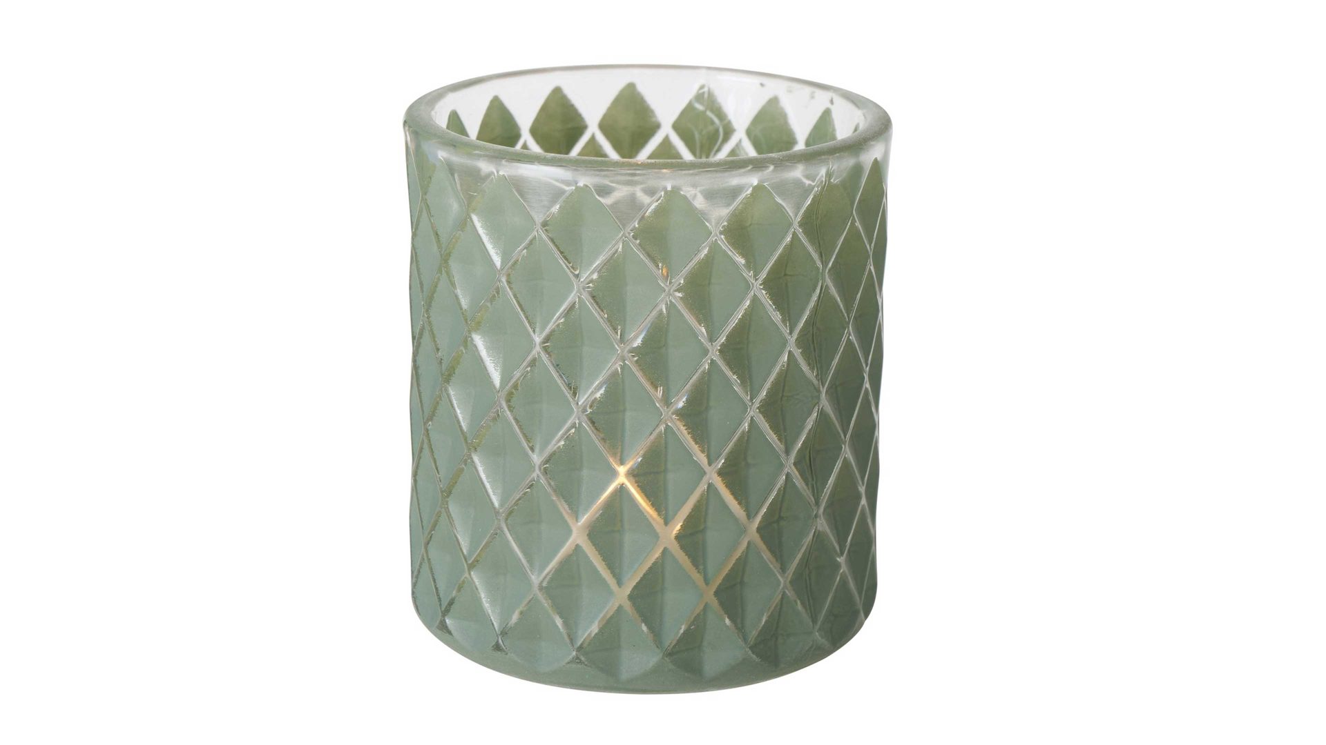 Windlicht Boltze aus Glas in Grün Teelichtglas Dustin Raute grünes Glas - Höhe ca. 9 cm
