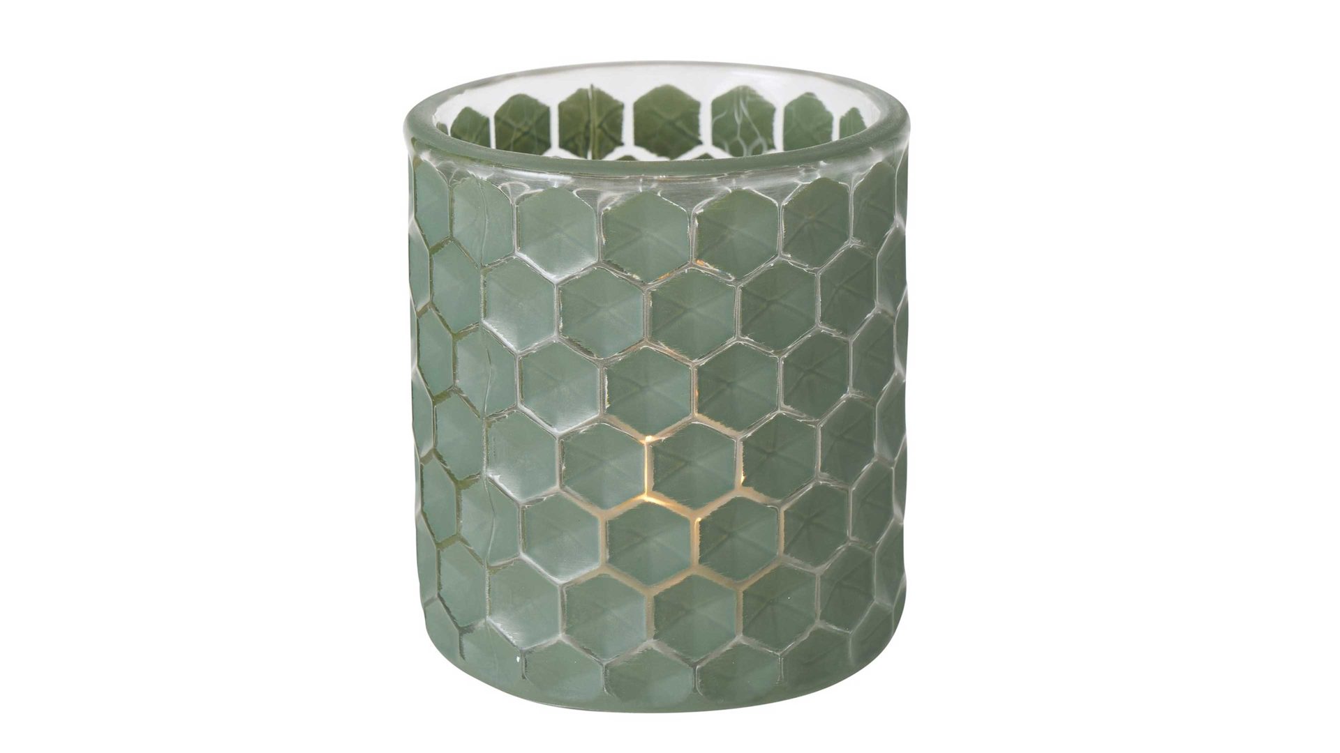 Windlicht Boltze aus Glas in Grün Teelichtglas Dustin Wabe grünes Glas - Höhe ca. 9 cm