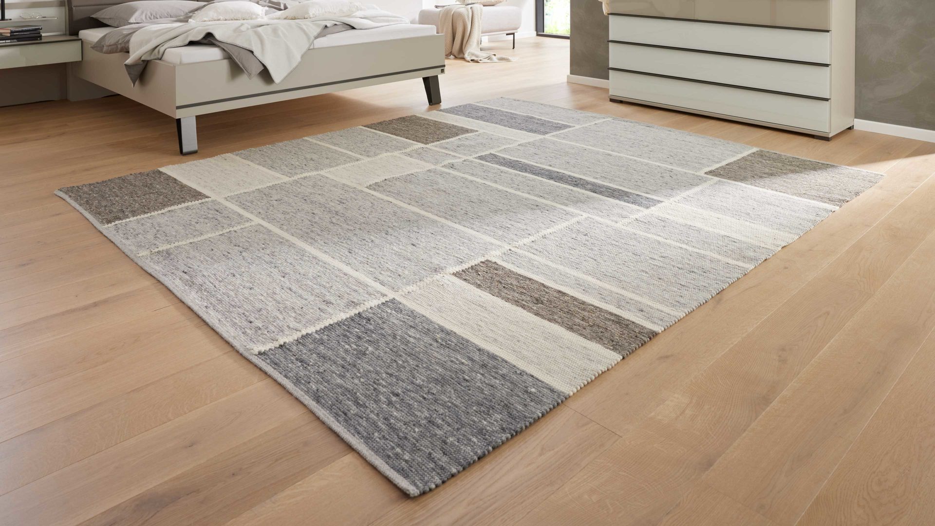 Handwebteppich Interliving aus Naturfaser in Grau Interliving Teppich Serie B-8002 Grau & Hellgrau - ca. 90 x 170 cm