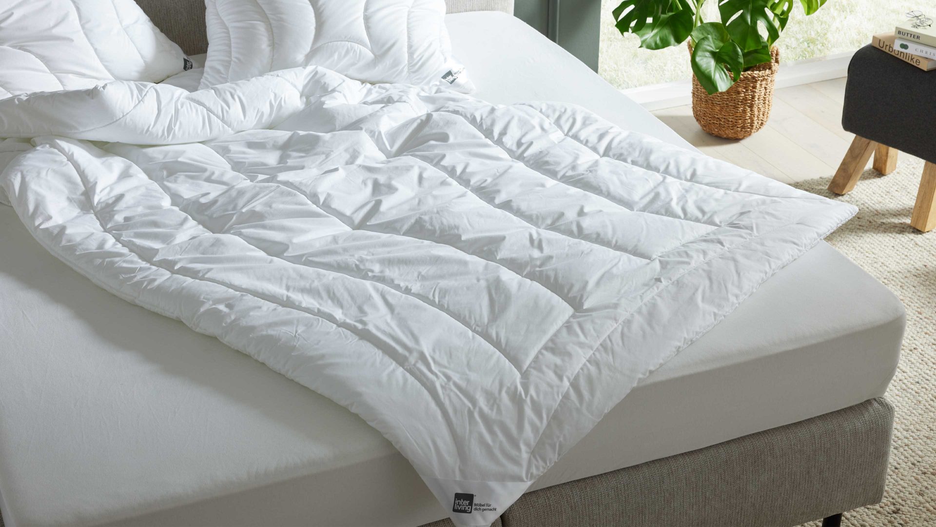 Faserdecke Interliving aus Stoff in Weiß Interliving Bettdecke Serie 9202 - Faserdecke warm, ca. 1.125 g - ca. 155 x 200 cm