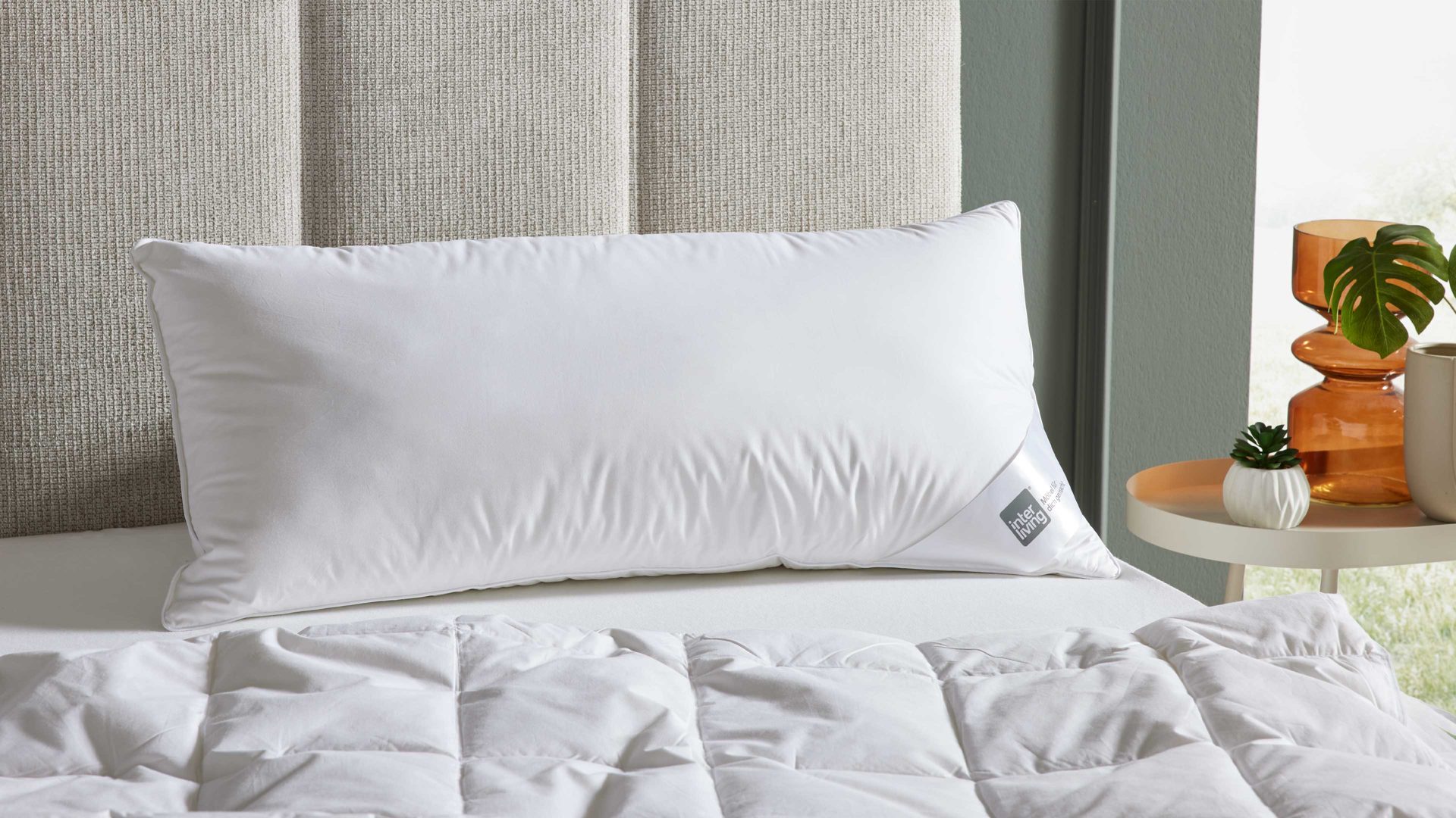 Kopfkissen Interliving aus Stoff in Weiß Interliving Kopfkissen Serie 9204 - Daunenkissen 70 % Federn & 30 % Daunen, ca. 660 g - ca. 40 x 80 cm