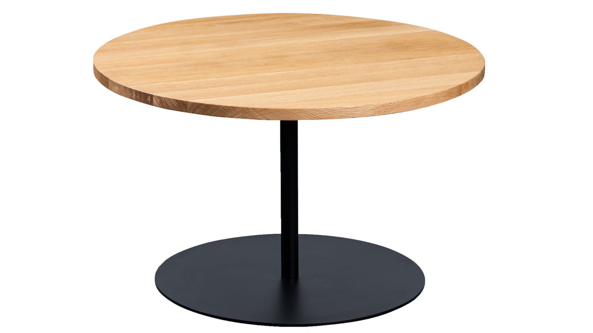 Couchtisch M2 kollektion aus Holz in Holzfarben Couchtisch Leo 1 Wildeiche & Schwarz - Durchmesser ca. 70 cm