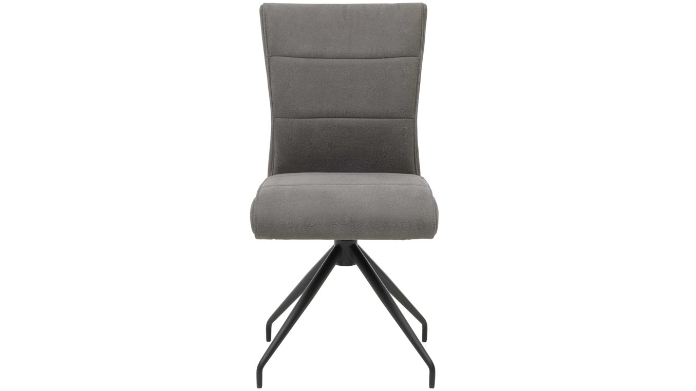 Vierfußstuhl Interliving aus Kunstfaser in Dunkelgrau Interliving Esszimmer Serie 5122 – Polsterstuhl 38FIX onyxfarbene Mikrofaser & mattschwarzes Metall