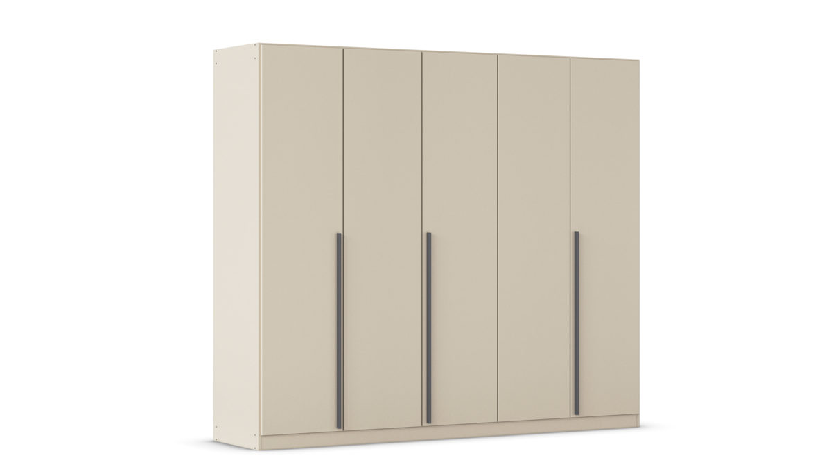 Kleiderschrank Rauch aus Holz in Weiß rauch BLUE Alba - Drehtürenschrank Champagner - fünf Türen, Breite ca. 225 cm
