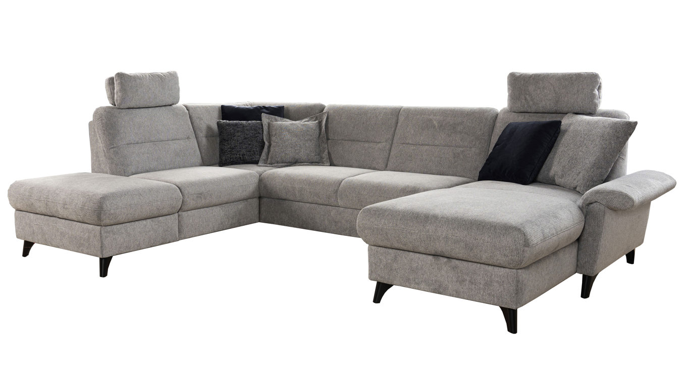 Ecksofa Steinpol sit&more aus Stoff in Grau Polsterprogramm Romana - Wohnlandschaft hellgrauer Strukturbezug - Stellfläche ca. 213 x 315 x 163 cm