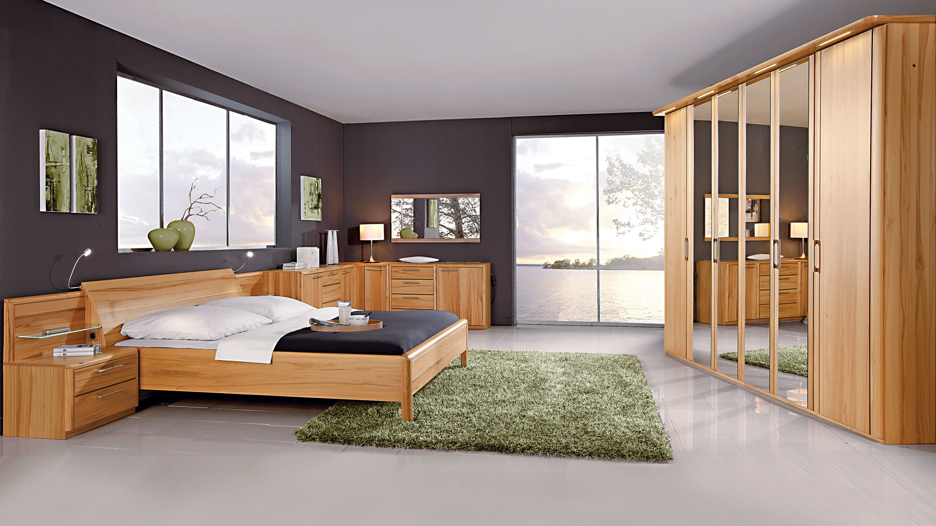 Komplettzimmer C. disselkamp aus Holz in Holzfarben C. DISSELKAMP Schlafzimmer Coretta mit Bettgestell Kernbuche Echtholzfurnier - vierteilig, Liegefläche ca. 180 x 200 cm