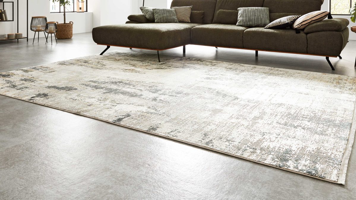 Webteppich Interliving aus Mischgewebe in Grau Interliving Teppich Serie L-8600 Grau-Creme 912 – ca. 200 x 290 cm