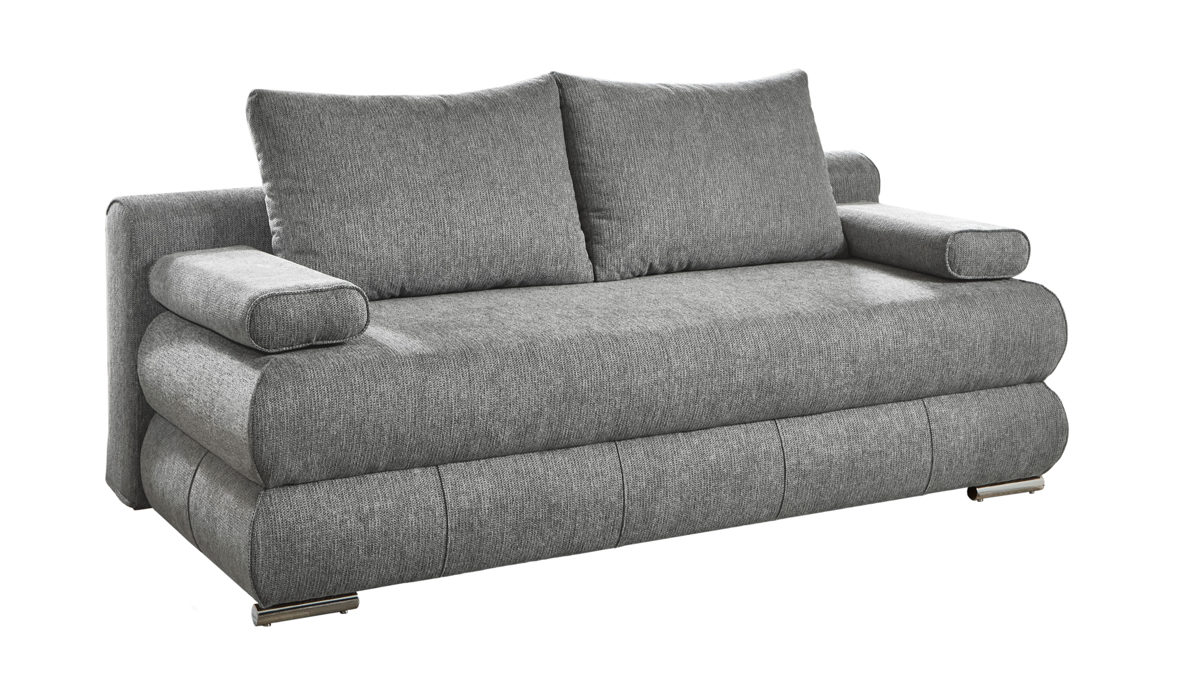 Schlafsofa Sun garden | 162739 aus Stoff in Hellgrau Schlafsofa Borna silberfarbener Chenille-Bezug & Edelstahl - Breite ca. 199 cm