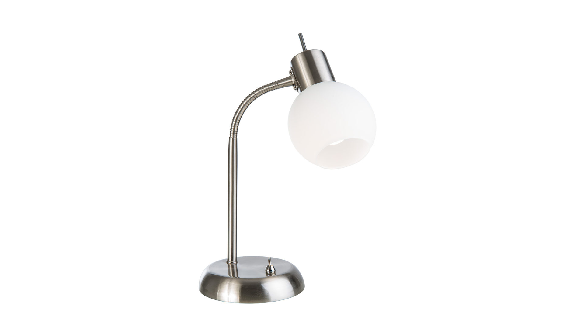 Schreibtischleuchte Art home - nino leuchten aus Metall in Metallfarben Nino LED-Schreibtischleuchte Tischleuchte Loxy - LED-Schreibtischlampe Nickel & Opalglas - Durchmesser ca. 9 cm